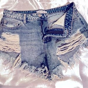 Distress Blue Jeans Short Shorts